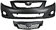 2010 Toyota Corolla - 2-Piece Kit Front Primed Bumper Cover, For Models Without Spoiler Holes, Japan or North America Built Vehicle, CAPA Certified  Includes (1) Bumper Cover and (1) Grille