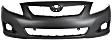 2010 Toyota Corolla - 2-Piece Kit Front Primed Bumper Cover, For Models Without Spoiler Holes, Japan or North America Built Vehicle, CAPA Certified  Includes (1) Bumper Cover and (1) Grille