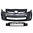 2010 Toyota Prius - 2-Piece Kit Front Primed Bumper Cover, Includes (1) Bumper Cover and (1) Bumper Grille