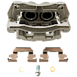 2-Wheel Set Front Brake Kit With Calipers, Cross-drilled and Slotted 5 Lugs 296 mm Ceramic, Includes (2) Brake Caliper, (2) Brake Disc and (1) Brake Pad Set