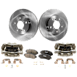 2-Wheel Set Front Brake Kit With Calipers, Plain Surface 5 Lugs 296.16 mm Ceramic FWD, Includes (2) Caliper, (2) Disc, and (1) Pad Set