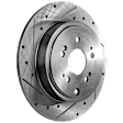 2-Wheel Set Rear Brake Kit With Calipers, Cross-drilled and Slotted 5 Lugs 334 mm Ceramic AWD, Includes (2) Brake Caliper, (2) Brake Disc and (1) Brake Pad Set