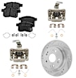2-Wheel Set Rear Brake Kit With Calipers, Cross-drilled and Slotted 5 Lugs 281.69 mm Ceramic FWD, Includes (2) Brake Caliper, (1) Brake Pad Set and (2) Brake Disc
