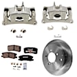 2-Wheel Set Rear Brake Kit With Calipers, Plain Surface 5 Lugs 302.01 mm Ceramic, Includes (2) Caliper, (2) Disc, and (1) Pad Set