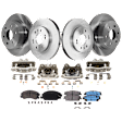 2011 Chevrolet Tahoe - 4-Wheel Set Front and Rear Brake Kit With Calipers, Natural Finish, Plain Surface, 6 Lugs, Front-329.95 mm/Rear-344.93 mm, RWD, With Phenolic Piston, With Mounting Bracket, With Standard Boots, Without Police Package, Ceramic