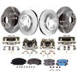 4-Wheel Set Front and Rear Brake Kit With Calipers, Plain Surface, 6 Lugs, Ceramic, Includes (4) Caliper, (4) Disc, and (2) Pad Set