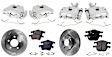 4-Wheel Set Front and Rear Brake Kit With Calipers, Front-Plain Surface/Rear-Cross-drilled and Slotted, 5 Lugs, Front-Ceramic/Rear-Organic, FWD, Includes (4) Caliper, (4) Disc, and (2) Pad Set