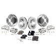 4-Wheel Set Front and Rear Brake Kit With Calipers, Plain Surface, 5 Lugs, Ceramic, Includes (4) Caliper, (4) Disc, and (2) Pad Set