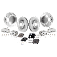 4-Wheel Set Front and Rear Brake Kit With Calipers, Plain Surface, 5 Lugs, Ceramic, Includes (4) Caliper, (4) Disc, and (2) Pad Set