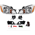 4-Piece Kit, Driver and Passenger Side Headlight, Assembly, Halogen, with Fog Light