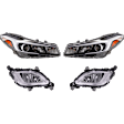 4-Piece Kit, Driver and Passenger Side Headlight, Assembly, Halogen, with Fog Light, CAPA Certified