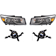 4-Piece Kit, Driver and Passenger Side Headlight, Assembly, Halogen, with Fog Light