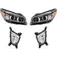 4-Piece Kit, Driver and Passenger Side Headlight, Assembly, Halogen, with Fog Light, CAPA Certified