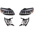 4-Piece Kit, Driver and Passenger Side Headlight, Assembly, Halogen, with Fog Light