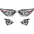 4-Piece Kit, Driver and Passenger Side Headlight, Assembly, Halogen, with Fog Light, CAPA Certified