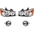 4-Piece Kit, Driver and Passenger Side Headlight, Assembly, Halogen, with Fog Light