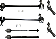 6-Piece Kit Front, Driver and Passenger Side Suspension Kit, Includes (4) Tie Rod End and (2) Sway Bar Link