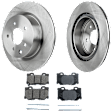 2-Wheel Set Rear Brake Disc and Pad Kit, Plain Surface 5 Lugs 307.59 mm Organic Pro-Line Series, Includes (2) Brake Disc and (1) Brake Pad Set