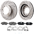2-Wheel Set Front Brake Disc and Pad Kit, Cross-drilled and Slotted 318.9 mm Ceramic RWD Pro-Line Series, Includes (1) Brake Pad Set and (2) Brake Disc