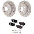 2-Wheel Set Rear Brake Disc and Pad Kit, Cross-drilled and Slotted 281 mm Ceramic Pro-Line Series, Includes (2) Brake Disc and (1) Brake Pad Set