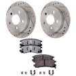 2-Wheel Set Rear Brake Disc and Pad Kit, Cross-drilled and Slotted 278 mm Ceramic Pro-Line Series, Includes (2) Disc and (1) Pad Set