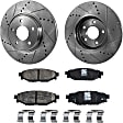 2017 Subaru Impreza - 2-Wheel Set Rear Brake Disc and Pad Kit, Cross-drilled and Slotted, 274 mm, Ceramic, 2.0L 4Cyl, Includes (1) Brake Pad Set and (2) Brake Disc