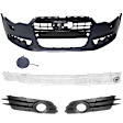 5-Piece Kit Front Bumper Reinforcement, Aluminum, Includes (1) Bumper Cover, (1) Bumper Reinforcement, (1) Tow Eye Cover and (2) Fog Light Trim