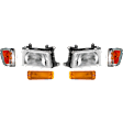 1996 Toyota T100 - 6-Piece Kit Driver and Passenger Side Halogen Headlight, With bulb(s), Mounts on Bumper, OE Replacement,  Includes (2) Corner Light, (2) Headlight, and (2) Turn Signal Light