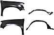 4-Piece Kit, Front, Driver and Passenger Side Fender, With Antenna Hole, Includes (2) Fender and (2) Fender Liner
