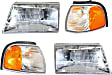 1999 Mazda B2500 - 4-Piece Kit Driver and Passenger Side Halogen Headlight, With bulb(s), OE Replacement,  Includes (2) Corner Light and (2) Headlight
