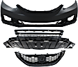 3-Piece Kit Front Primed Bumper Cover, Si Model, Sedan, Includes (1) Bumper Cover, (1) Bumper Grille, and (1) Grille