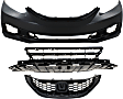 2015 Honda Civic - 3-Piece Kit Front Primed Bumper Cover, 4-Door, Sedan,  Includes (1) Bumper Cover, (1) Bumper Grille, and (1) Grille