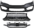 2015 Honda Civic - 3-Piece Kit Grille, Textured Black, Coupe,  Includes (1) Bumper Cover, (1) Bumper Grille, and (1) Grille