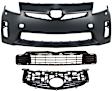 3-Piece Kit, Front Primed Bumper Cover, For Models With LED Headlights, CAPA Certified, Includes (1) Bumper Cover, (1) Bumper Grille, and (1) Grille