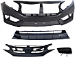 2017 Honda Civic - 4-Piece Kit Front Primed Bumper Cover, Coupe, Includes (1) Bumper Cover, (1) Bumper Filler, (1) Bumper Grille, and (1) Grille