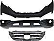 3-Piece Kit, Front Upper - Primed, Lower - Textured Bumper Cover, CAPA Certified, Includes (2) Bumper Cover and (1) Grille