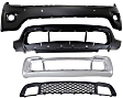 2014 Jeep Grand Cherokee Overland - 4-Piece Kit Front, Upper and Lower Upper - Primed, Lower - Textured Bumper Cover, For Models With Parking Aid Sensor, Without Adaptive Cruise Control,  Includes (2) Bumper Cover and (2) Bumper Grille
