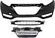 3-Piece Kit, Front Primed Bumper Cover, CAPA Certified, Includes (1) Bumper Cover, (1) Bumper Grille, and (1) Grille