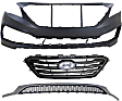 2017 Hyundai Sonata - 3-Piece Kit Grille, Painted Silver, For Models With Sport Type Bumper and Bumper Cover, For Models With Sport Type  and Without Auto Cruise Control,  Includes (1) Bumper Cover, (1) Bumper Grille, and (1) Grille