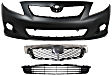 3-Piece Kit Front Primed Bumper Cover, For Models With Spoiler Holes, North America Built Vehicle, Includes (1) Bumper Cover, (1) Bumper Grille, and (1) Grille