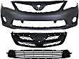 2013 Toyota Corolla S - 3-Piece Kit Front Primed Bumper Cover, North America Built Vehicle,  Includes (1) Bumper Cover, (1) Bumper Grille, and (1) Grille
