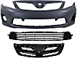 2011-2013 Toyota Corolla - 3-Piece Kit, Front Primed Bumper Cover, North America Built Vehicle, Includes (1) Bumper Cover, (1) Bumper Grille, and (1) Grille