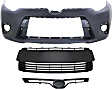 2014-2016 Toyota Corolla - 3-Piece Kit, Front Primed Bumper Cover, Includes (1) Bumper Cover, (1) Bumper Grille, and (1) Grille