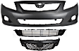 3-Piece Kit, Front Primed Bumper Cover, CAPA Certified, Includes (1) Bumper Cover, (1) Bumper Grille, and (1) Grille