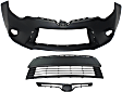 2014 Toyota Corolla - 3-Piece Kit Front Primed Bumper Cover, Fits CELLELE ECO Sub-Models Only, Without Chrome Grille Surround, CAPA Certified  Includes (1) Bumper Cover, (1) Bumper Grille, and (1) Grille