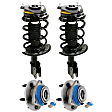 4-Piece Kit Front, Driver and Passenger Side Fully Loaded Strut, FWD, Includes (2) Shock Absorber and Strut Assembly and (2) Wheel Hub