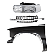 2003 Chevrolet Tahoe - 3-Piece Kit Grille, Chrome Shell with Black Insert,  Includes (1) Fender, (1) Grille, and (1) Headlight