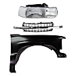 2002 Chevrolet Tahoe - 3-Piece Kit Grille, Chrome Shell with Black Insert,  Includes (1) Fender, (1) Grille, and (1) Headlight