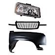 3-Piece Kit, Front, Passenger Side Fender, Includes (1) Fender, (1) Grille, and (1) Headlight