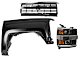 3-Piece Kit Halogen Headlight, With bulb(s), OE Replacement,, CAPA Certified, Includes (1) Fender, (1) Grille Assembly and (1) Headlight